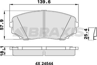 Braxis AB0388 - Тормозные колодки, дисковые, комплект www.autospares.lv