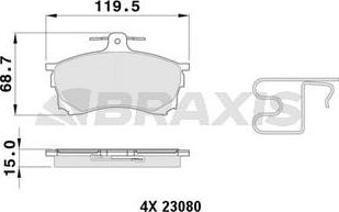 Braxis AB0383 - Bremžu uzliku kompl., Disku bremzes www.autospares.lv