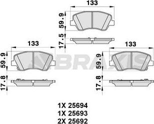 Braxis AB0335 - Тормозные колодки, дисковые, комплект www.autospares.lv