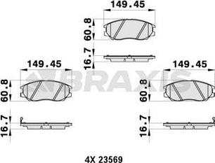 Braxis AB0376 - Bremžu uzliku kompl., Disku bremzes www.autospares.lv