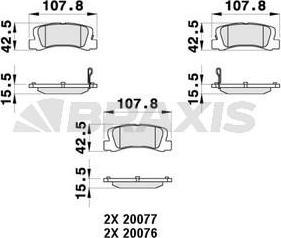 Braxis AB0373 - Bremžu uzliku kompl., Disku bremzes www.autospares.lv