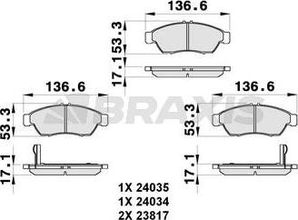 Braxis AB0298 - Тормозные колодки, дисковые, комплект www.autospares.lv