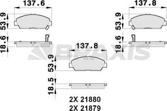 Braxis AB0255 - Тормозные колодки, дисковые, комплект www.autospares.lv