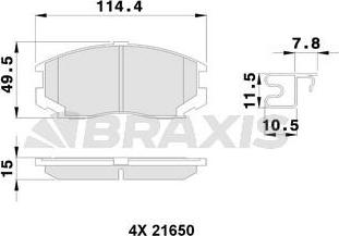 Braxis AB0250 - Bremžu uzliku kompl., Disku bremzes www.autospares.lv