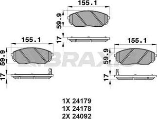 Braxis AB0204 - Bremžu uzliku kompl., Disku bremzes www.autospares.lv