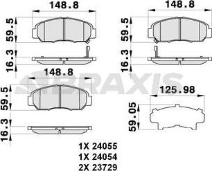 Braxis AB0286 - Тормозные колодки, дисковые, комплект www.autospares.lv