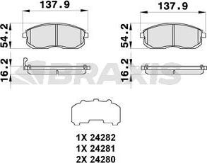 Braxis AB0287 - Bremžu uzliku kompl., Disku bremzes autospares.lv