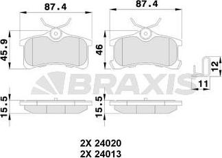 Braxis AB0237 - Тормозные колодки, дисковые, комплект www.autospares.lv