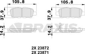 Braxis AB0225 - Bremžu uzliku kompl., Disku bremzes www.autospares.lv