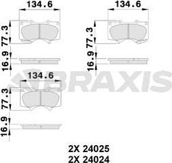 Braxis AB0226 - Bremžu uzliku kompl., Disku bremzes www.autospares.lv