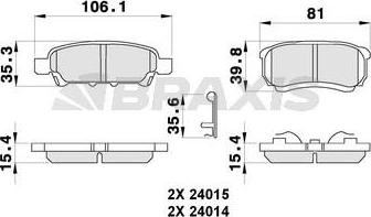 Braxis AB0279 - Bremžu uzliku kompl., Disku bremzes www.autospares.lv