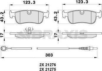 Braxis AB0275 - Bremžu uzliku kompl., Disku bremzes www.autospares.lv