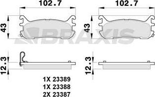 Braxis AB0272 - Bremžu uzliku kompl., Disku bremzes www.autospares.lv