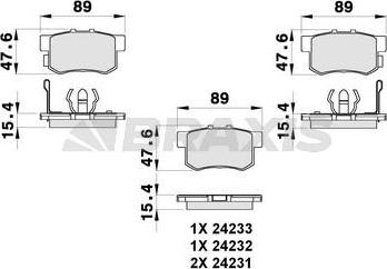 Braxis AB0277 - Тормозные колодки, дисковые, комплект www.autospares.lv