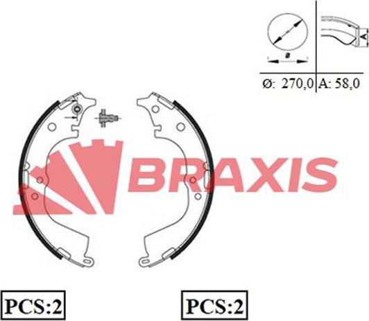 Braxis AC0055 - Brake Shoe Set www.autospares.lv