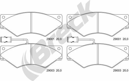 Breck 29001 00 902 10 - Bremžu uzliku kompl., Disku bremzes www.autospares.lv