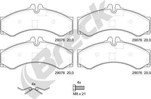 Breck 29076 00 703 10 - Тормозные колодки, дисковые, комплект www.autospares.lv