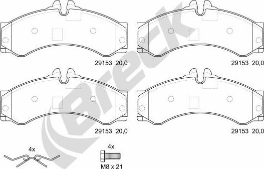 Breck 29153 00 703 00 - Тормозные колодки, дисковые, комплект www.autospares.lv