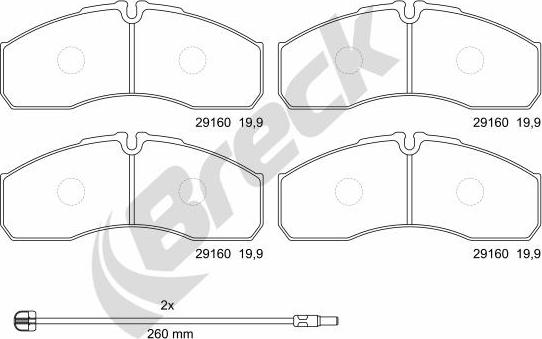 Breck 29160 00 703 00 - Тормозные колодки, дисковые, комплект www.autospares.lv