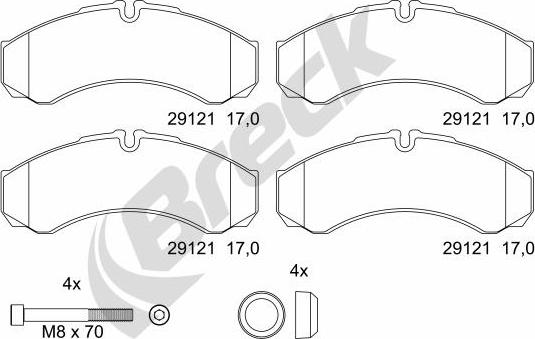 Breck 29121 00 703 00 - Brake Pad Set, disc brake www.autospares.lv