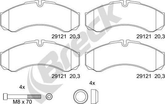 Breck 29121 10 703 00 - Bremžu uzliku kompl., Disku bremzes www.autospares.lv