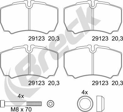 Breck 29123 00 703 00 - Bremžu uzliku kompl., Disku bremzes autospares.lv