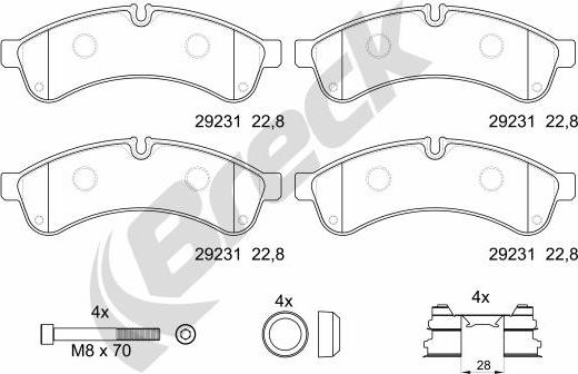 Breck 29231 00 703 00 - Тормозные колодки, дисковые, комплект www.autospares.lv