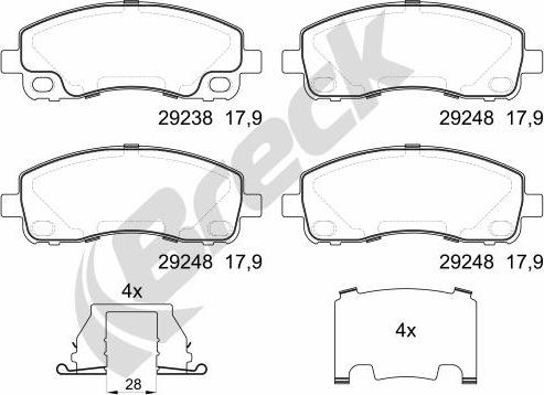 Breck 29238 00 703 00 - Bremžu uzliku kompl., Disku bremzes www.autospares.lv