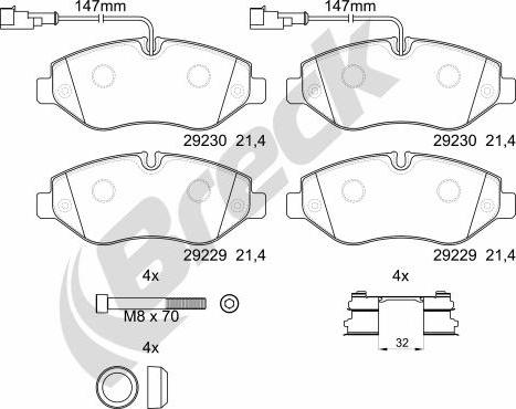 Breck 29229 00 703 10 - Bremžu uzliku kompl., Disku bremzes www.autospares.lv