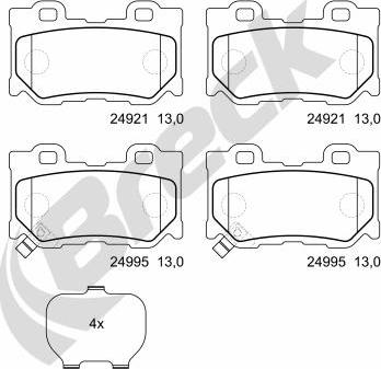 Breck 24995 00 554 00 - Bremžu uzliku kompl., Disku bremzes www.autospares.lv