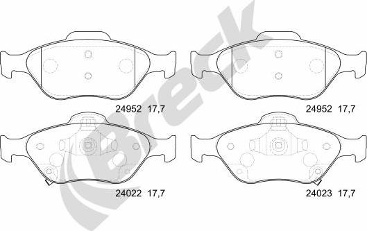 Breck 24952 00 702 00 - Bremžu uzliku kompl., Disku bremzes www.autospares.lv