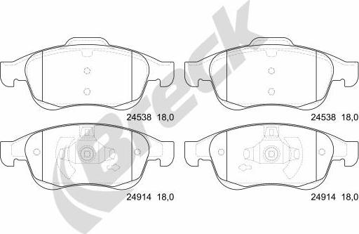 Breck 24914 00 651 00 - Bremžu uzliku kompl., Disku bremzes www.autospares.lv