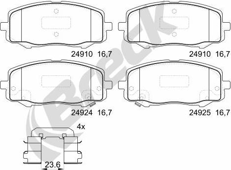 Breck 24910 00 702 00 - Тормозные колодки, дисковые, комплект www.autospares.lv