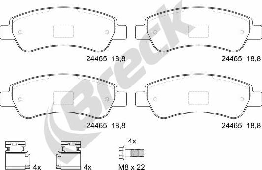 Breck 24465 00 703 00 - Brake Pad Set, disc brake www.autospares.lv