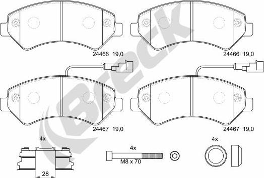 Breck 24467 00 703 10 - Bremžu uzliku kompl., Disku bremzes autospares.lv