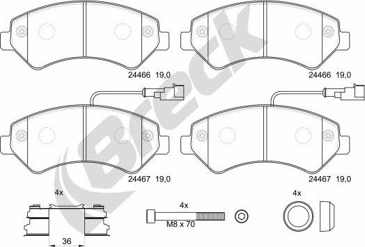 Breck 24467 00 703 20 - Bremžu uzliku kompl., Disku bremzes autospares.lv