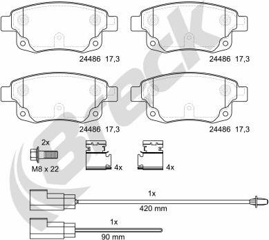 Breck 24486 00 702 10 - Bremžu uzliku kompl., Disku bremzes www.autospares.lv