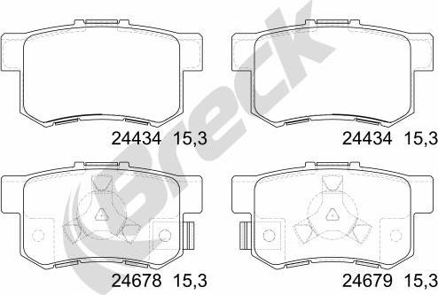 Breck 24434 00 704 00 - Тормозные колодки, дисковые, комплект www.autospares.lv