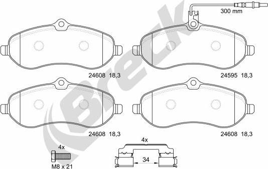 Breck 24595 00 701 00 - Bremžu uzliku kompl., Disku bremzes autospares.lv