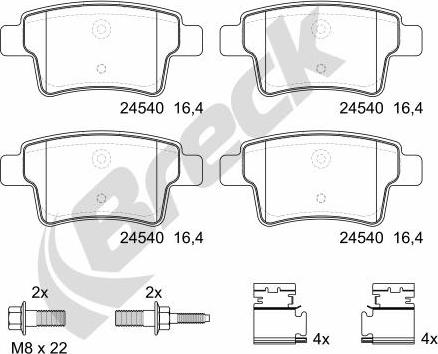 Breck 24540 00 704 00 - Bremžu uzliku kompl., Disku bremzes www.autospares.lv