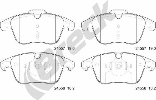 Breck 24557 00 701 00 - Brake Pad Set, disc brake www.autospares.lv