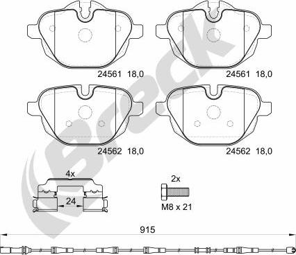 Breck 24561 00 552 00 - Bremžu uzliku kompl., Disku bremzes autospares.lv