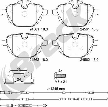 Breck 24561 00 552 10 - Bremžu uzliku kompl., Disku bremzes autospares.lv