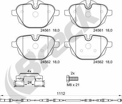 Breck 24561 00 552 20 - Bremžu uzliku kompl., Disku bremzes www.autospares.lv