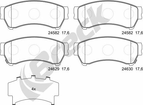 Breck 24582 00 701 10 - Bremžu uzliku kompl., Disku bremzes www.autospares.lv