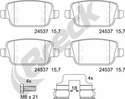 Breck 24537 00 702 00 - Bremžu uzliku kompl., Disku bremzes autospares.lv