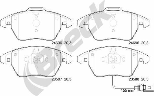 Breck 24696 00 701 10 - Bremžu uzliku kompl., Disku bremzes autospares.lv