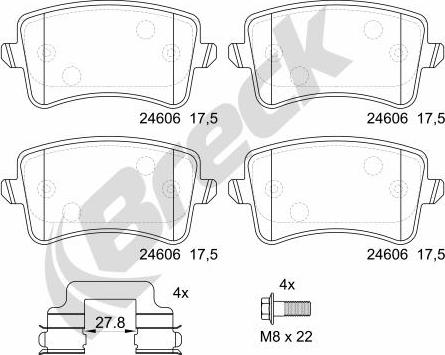 Breck 24606 00 554 00 - Bremžu uzliku kompl., Disku bremzes www.autospares.lv