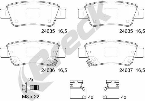 Breck 24635 00 704 00 - Bremžu uzliku kompl., Disku bremzes autospares.lv