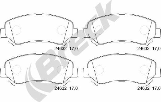 Breck 24632 00 701 00 - Тормозные колодки, дисковые, комплект www.autospares.lv